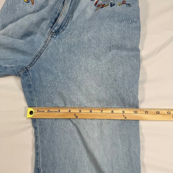 Saint Germain Boyfriend Mom Jeans Womens Sz L Light Blue High Rise Embroidered - Picture 9 of 14